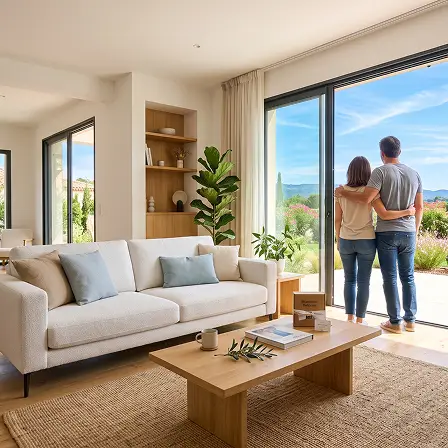 Villa contemporaine livrée par Nova Home Groupe vue depuis son jardin paysager